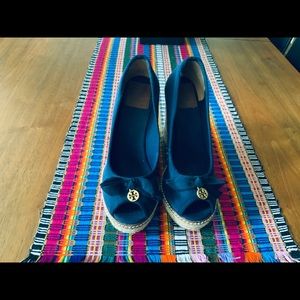 Tory Burch  peep toe espadrille wedge